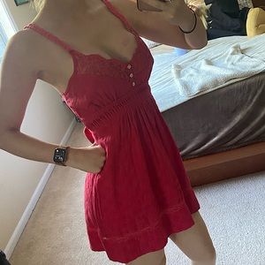 Lace trim mini dress